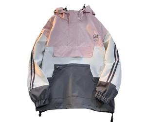 GURUNVANI Herren Anorak-Jacke, halber Reißverschluss, Kapuze, Windbreaker, Mantel, Unisex, Outdoor-Pullover, Pink, Large