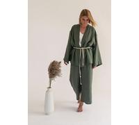 gust. Leinen-Kimono-Set - Kimono und Hose - Linen Kimono Set - 100% Bio-Leinen Pine (Grün) S