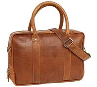 Gusti Aktentasche Leder - Fynn Damen und Herren Businesstasche mit Trolley-Schlaufe Koffertasche Laptoptasche Ledertasche Bürotasche Unitasche Braun Leder
