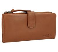 Gusti Geldbörse Leder-Vida Damen Portemonnaie Geldbeutel Kartenetui Vintage extra Münzfach Braun Leder