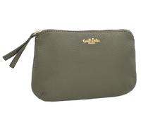 Gusti Kosmetiktasche Leder -Louise Damen und Herren Utensilientasche Kulturbeutel Waschtasche Schminktasche Kulturtasche Goldener Zipper Grau Leder