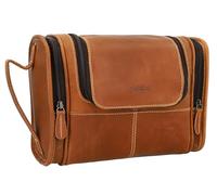 Gusti Kulturtasche Leder - Chester Schminktasche Damen Kosmetiktasche Klein Waschtasche Männer Make up Reisetasche Mini Tasche Braun Leder