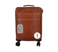 Gusti Leder „Asia“ Leder Trolley Reisetasche - Handgepäck Koffer mit Rollen, Vintage Weekender aus Echtleder, Damen & Herren, Braun