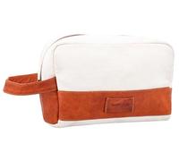 Gusti Leder Kulturtasche Damen Leder - Kosmetiktasche aus Echtleder und Canvas mit Reißverschluss - Kulturbeutel für Reise und Alltag - Schminktasche Niven