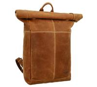 Gusti Leder Rucksack - Joy Rolltop Tagesrucksack in Braun Leder für Damen & Herren, Kurierrucksack mit Laptopfach 15", Vintage City- & Outdoorrucksack