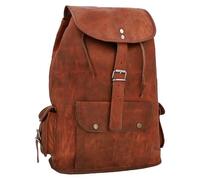 Gusti Rucksack Leder - Bobbie 15" Damen und Herren Lederrucksack Cityrucksack aus Leder Vintage Retro Braun