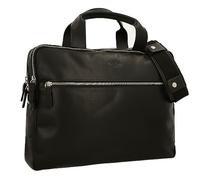 Gusti Umhängetasche Leder - Judo Pflanzlich gegerbt Aktentasche mit Trolley-Schlaufe Koffertasche Businesstasche Laptoptasche Ledertasche Bürotasche Unitasche Koffertasche Schwarz Leder