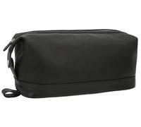 Gusti Waschtasche Leder - Anika Damen und Herren Kulturbeutel Kosmetiktasche Ledertasche Schwarz Leder