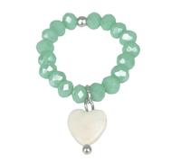 GUSXPPD Boho Kristallperlen Stretch Ring, Perlen Stapelring mit Herz-Anhänger, Elastischer Kristall Perlen Fingerring für Frauen und Männer (Grün)