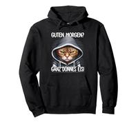 Guten Morgen? Ganz Dünnes EIS. Lustiges Katzen Kaffee Pullover Hoodie, Unisex für Erwachsene, Schwarz, XL