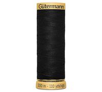 Gutermann Garn aus 100 % natürlicher Baumwolle - 100 m große Auswahl an Farben (schwarz)