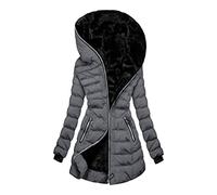 gutscheine von amazon Steppjacke Damen Warmer Lang Winterjacke Gefüttert Fleece Daunenjacke Baumwolle Elegant Pufferjacke Langarm Fleecejacke mit Kapuze Wintermantel Winter Outdoor Trachtenjacke
