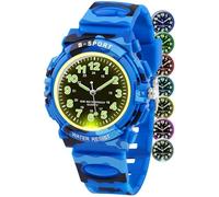 GUUMUXIN Analoge Kinderuhr mit Bunten Lichtern für Jungen und Mädchen, 30M wasserdichte Lernuhr TPU Armband Outdoor Sportuhr für 5-16 Jahre