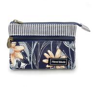 GUXL Kleine Geldbörse für Damen, mit Reißverschluss, handgefertigt, Stoff, Blumenstickerei, Kleingeldtasche, Baumwolle, Doppelreißverschluss, Hellblau, 3.5"x4.8", 206 Stück