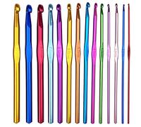 Gvolatee 14 stück Häkelnadel Set, Crochet Hooks Stricknadeln aus bunt Aluminium 14 Größen 2mm-10mm Stricken Werkzeuge Zubehör zum Garnstricken, Häkelnadeln Ergonomisch für Stricken Handwerk
