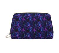 GVYGVY Große Reise-Make-up-Tasche - neonfarbener Wolfskopf-Druck, PVC-Leder-Kosmetiktasche für Damen, mit Reißverschluss, tragbar, wasserabweisend, Hautpflege, Make-up-Tasche, Kulturbeutel für Damen