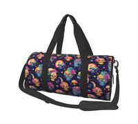 GVYGVY Große Reisetasche für Reisen - bunte Totenköpfe, tropischer Druck, Turnbeutel für Damen und Herren, faltbare Reisetaschen für Damen und Herren, mit Reißverschluss, mehrere Taschen