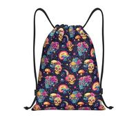 GVYGVY Rucksack mit Kordelzug, bunte Totenköpfe, tropischer Druck, spritzwassergeschützt, kleiner Turnbeutel mit Kordelzug, für Damen und Herren, Sporttasche für Reisen, Schwimmen, Strand