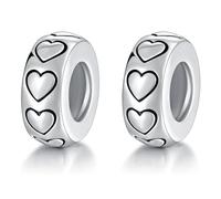 GW 2PCS 925 Sterling Silber Gummi Spacer Stopper Bead Charm für Armbänder