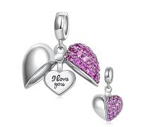 GW Charm Armbänder 925 Sterling Silber Herz Bead Perlen Kristall für Damenarmband Armbänder Halskette für Damen Frau Mädchen Mutter Mama