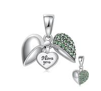 GW Silber Charm S925 Kristall Charms Bead Perlen für Damenarmband Europäriche Armbänder Halskette für Damen Frau Mädchen Mutter Mama (Grün)