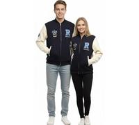 GWCC Lizenziertes Harry Potter Unisex Ravenclaw Baseball/Varsity Jacke mit linker, rechter Brust, Ärmelstickerei, Marineblau/gebrochenes Weiß, XS bis 2XL, Marineblau/gebrochenes Weiß, S