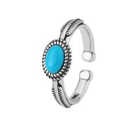 GWSGSFAS 925 Sterling Silber Ellipse Türkis verstellbare Ringe für Frauen Hochzeit Vintage Luxus Schmuck Argent Schmuck-Silber