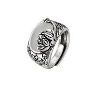 GWSGSFAS 925 Sterling Silber Ringe für Frauen Vintage Handgefertigt Verstellbarer Weißer Stein Ring Modeband Weibliches Bijoux Geschenk-wie Bild