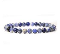 GWSGSFAS Naturstein 6mm Perlen Armband für Damen Herren Blauer Apatit Lapislazuli Achate Türkis Verkrustete Perlenarmbänder Schmuck Geschenk-Sodalith_a-19CM