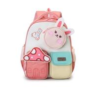Gxdamxz Kindergartenrucksack, 10,6 l, Pilzhaus Hase, Rosa | Brustgurt, reflektierend, wasserabweisend, leicht, atmungsaktiv, ergonomisch, DIN A4, 3D-Tierdesign