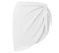 GXGM Damen Strandrock Strand Wrap Sarong Kurz Cover Up Chiffon Badeanzug Wickelröcke Pareo für den Strand Bikini Swimsuit (Weiß)