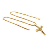 GXGM Herren Jesus Kreuz Halskette Jesus Kruzifix Anhänger mit Weizenkette Christliche Kreuzkette Biker Venezianische Kette Religiöser Schmuck Geschenk für Männer Vater Freund