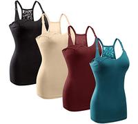 GXXGE 4er Pack Damen Still-Tanktop Cami Still-BH Stillshirts mit verstellbaren Trägern, 4 Stück, Schwarz, Beige, Rosered Blue, XX-Large