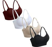 GXXGE Still-BH zum Stillen, Mutterschaft, BHS, Push-Up-Seide, nahtlos, Schwangerschafts-Bralette, Unterwäsche, 4 Stück, 4 Stück (Schwarz Beige Rosenrot Weiß), Medium