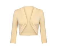 Gyabnw Bolero Damen 3/4 Ärmel Jacke Elegant Damen Cardigan Strickjacke Kurz Tops Jäckchen Oberteile A-Aprikose,L