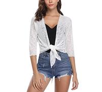 Gyabnw Bolero Damen Festlich 3/4 Ärmel Elegant Shrug Top Kurze Strickjacke Cardigan Open Front Casual Bolerojacke