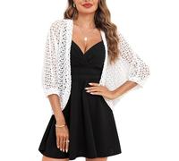 Gyabnw Bolero Damen Festlich Open Front Sommer Bolerojacke Elegant Cardigan 3/4 Ärmel Kurze Jacke Strickjacke