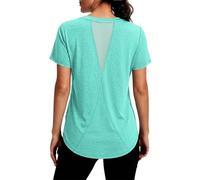 Gyabnw Sport Tshirt Damen Fitness Kurzarm Atmungsaktiv Funktionshirt Oberteile Rundhals TopLaufshirt Yoga UV Shirt