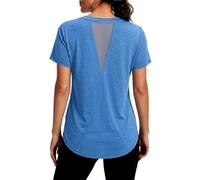 Gyabnw Sportshirt Damen Kurzarm Atmungsaktiv Funktionshirt Fitness Shirt Rundhals Sport TopLaufshirt Yoga UV Shirt