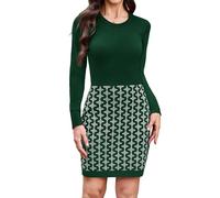 Gyabnw Strickkleid Damen Herbst Rundhals Strickpullover Elegant Modisches Pulloverkleid Midikleid für Freizeit