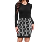 Gyabnw Strickkleid Damen Herbst Rundhals Strickpullover Elegant Modisches Pulloverkleid Midikleid für Freizeit