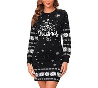Gyabnw Strickkleid Weihnachten Damen Weihnachtspullover Kleider Winter A Linie Strickpullover Party