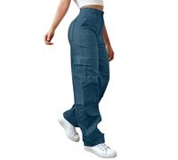 Gyaimxfu Cargohose Mit Vielen Taschen Damen Wanderhose High Waist Trekkinghose Stretch Outdoorhose Weites Bein Trainingshose Mit Knopfleiste Freizeithose Einfarbig Fitnesshose Bequeme Taktische Hose