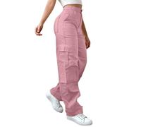Gyaimxfu Cargohose Mit Vielen Taschen Damen Wanderhose High Waist Trekkinghose Stretch Outdoorhose Weites Bein Trainingshose Mit Knopfleiste Freizeithose Einfarbig Fitnesshose Bequeme Taktische Hose