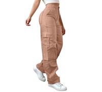Gyaimxfu Cargohose Mit Vielen Taschen Damen Wanderhose High Waist Trekkinghose Stretch Outdoorhose Weites Bein Trainingshose Mit Knopfleiste Freizeithose Einfarbig Fitnesshose Bequeme Taktische Hose