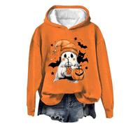Gyaimxfu Damen Halloween Hoodie, Kapuzenpullover Damen Langarm Rundhals Oberteile Sweatshirt Nette Geist Langarm Pullover Spooky Saison Sweatshirts Herbst Mode 2024 Halloween