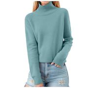 Gyaimxfu Damen Pullover,Merinowolle Strickpullover, Einfarbiger, Elegant, Rundhals, Langarm, DüNne, Stehkragen, Weich Knit Sweater, Warm Autumn Winter Outfit, Kaschmir Cashmere Women's Jumpers