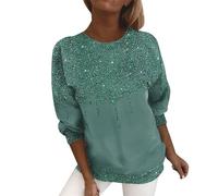 Gyaimxfu Glitzer Shirt Damen Modische Pailletten Bluses Sexy V-Ausschnitt Shirt Langarm Casual Top Frauen Party Elegante Pulli Glitzertop Tunika Damenbluse