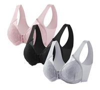 Gyaimxfu Komfort Lace BHS Damen 3er Pack Set Klassische BH Ohne Bügel Sport BH P-ush Up mit Verstellbarem Bustier Große Brüste Unterwäsche Starker Halt Trainings Schlaf BHS Gepolstert für Alltag Yoga