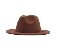 Gyaimxfu Panama Wide Fedora Hat Floppy Belt Classic Hat Wool Buckle Womens Baseball Caps Hüte Herren Größe 60 (Brown, One Size)